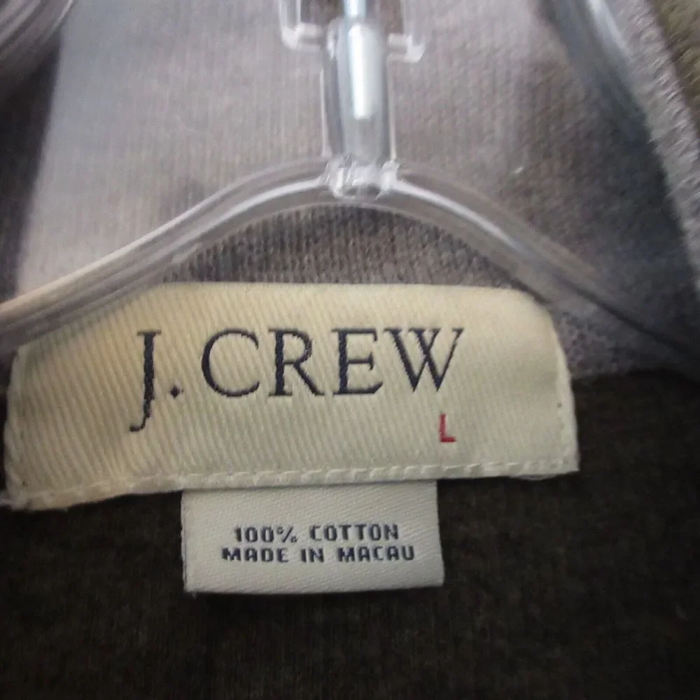 Vintage J Crew Sweater Men Large Green‎ 1/4 Zip Mock Neck Cotton Academia Preppy